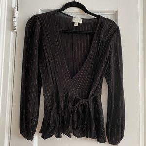 Black and Gold Wrap Top